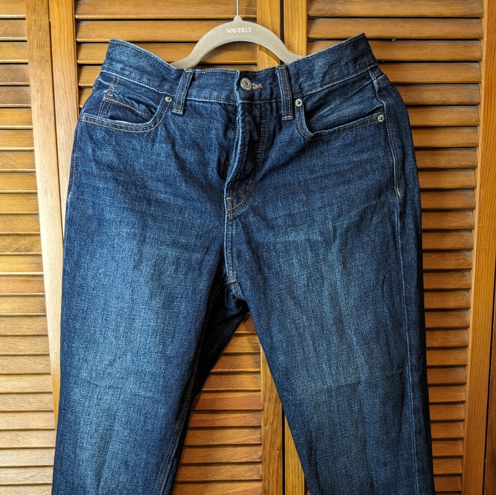 Old Navy 4 Button Size 6 Slouchy Straight Jeans Medium Dark Denim
